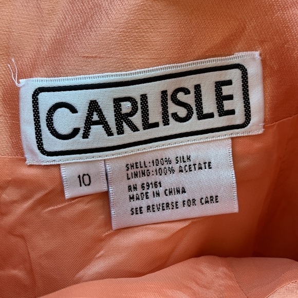 Carlisle 100% Silk Orange Pink Peach Pencil Skirt sz 10 - Picture 4 of 5